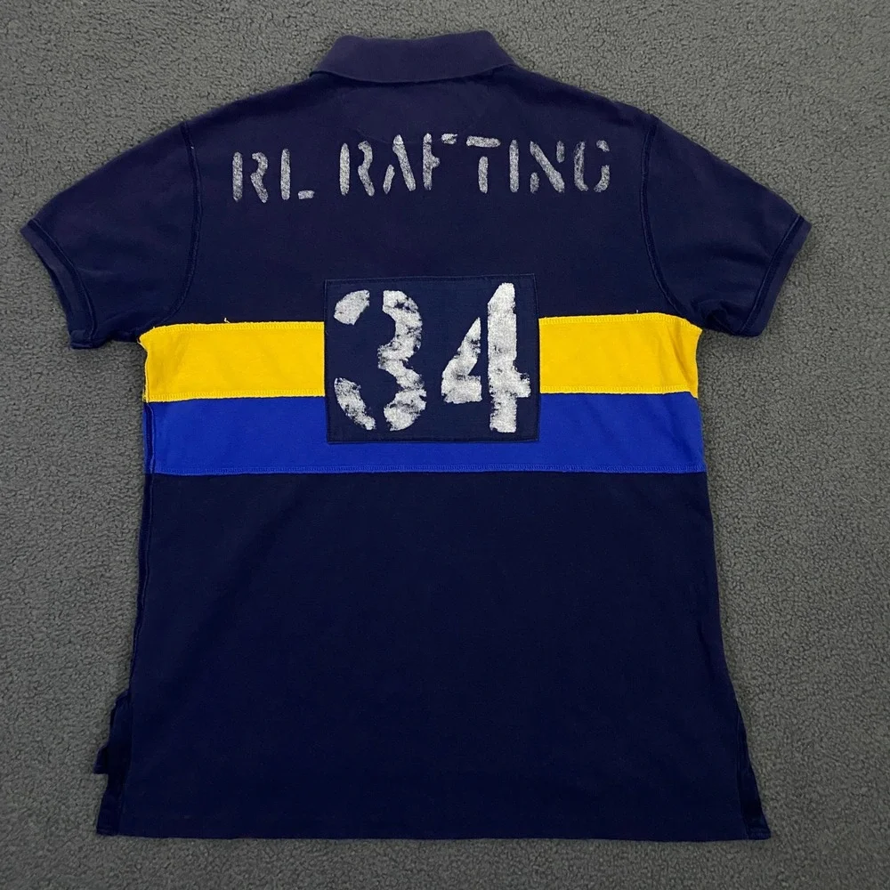 Polo Ralph Lauren Shirt Mens Large Navy Blue River RL Rafting 34 Class C1